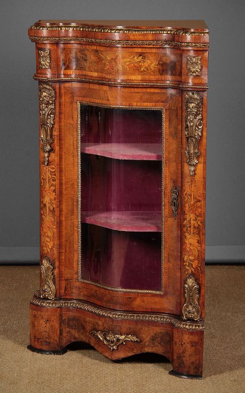 fig 1. Marquetry Inlaid and Ormolu Mounted Walnut Corner Cabinet c.1870