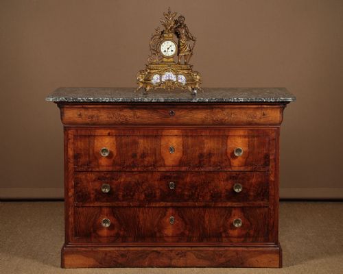 Burr Walnut & Marble Top Commode C.1860