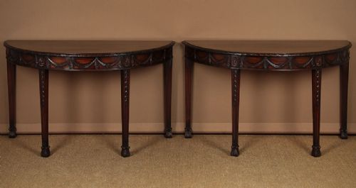 Pair of Adams Style Demi-lune Side Tables C.1930
