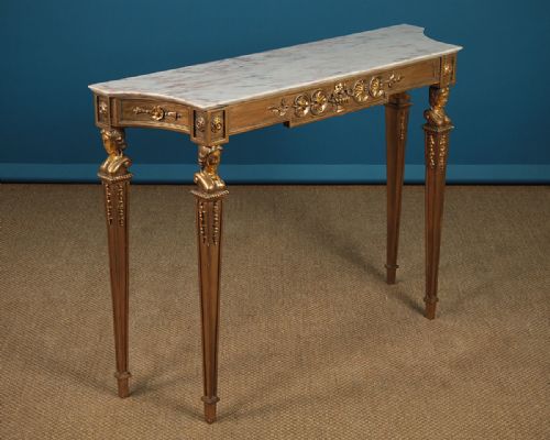 Gilded Marble Top Console Table C.1930
