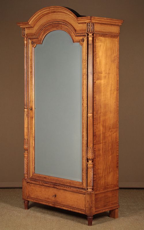 French Satin Walnut Wardrobe or Press C.1880