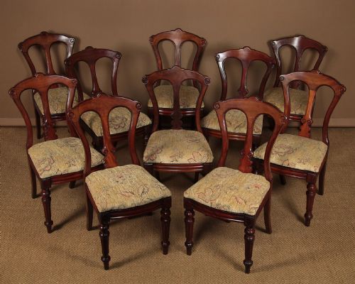 10 Mid 19th.c. Mahogany Dining Chairs by James Reilly of Manchester C.1870.