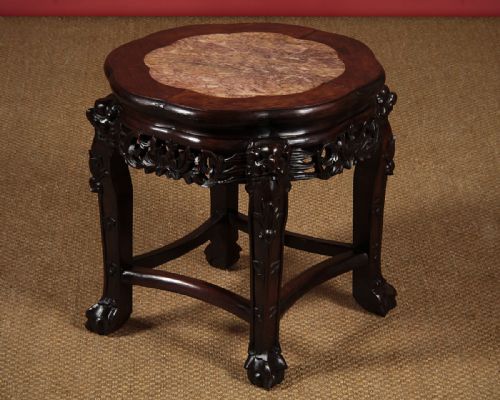 Low 19th.c. Chinese Marble Top & Rosewood Urn Stand C.1880.