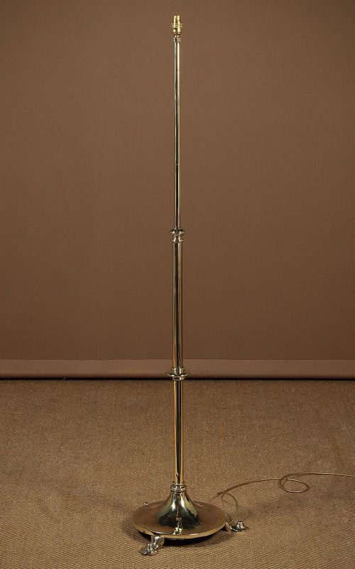 Arts & Crafts Adjustable Brass Standard Lamp C.1900