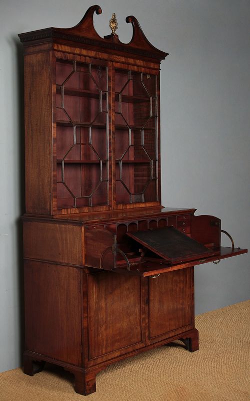 George III Mahogany Secretaire Bureau Bookcase C.1800