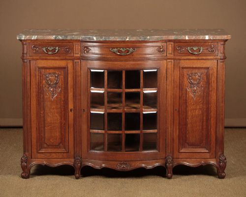 Oak Marble Top Sideboard C.1930