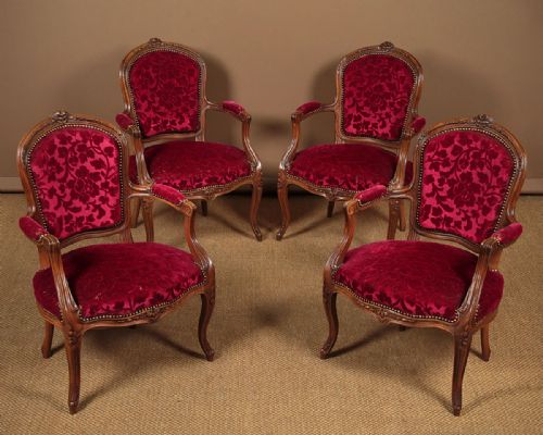 Four Louis Xv Style Open Armchairs C.1930