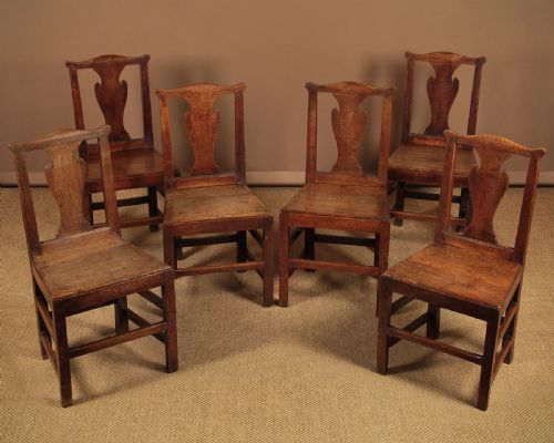 Six Country Chippendale Dining Chairs C.1800