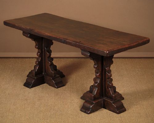 Small Gothic Slab Top Oak Refectory Table C.1930.