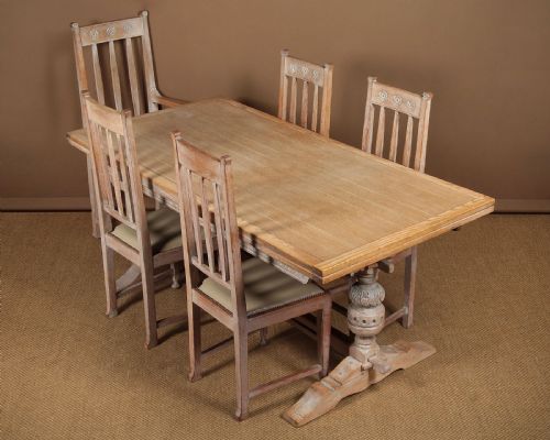 Limed Oak Dining Table & Six Chairs C.1930