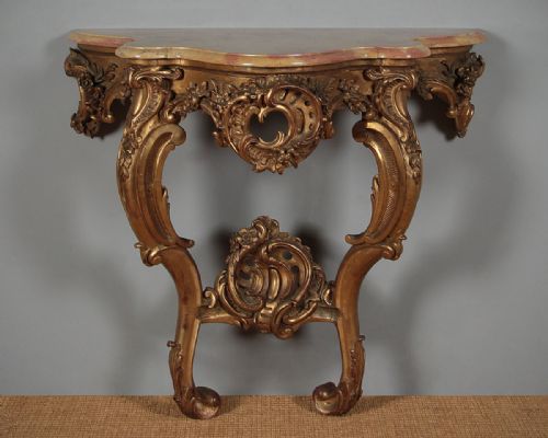 Gilded Marble Top Console Table C.1880