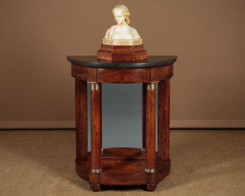 Small Bow Front Mahogany & Marble Top Console Table C.1820