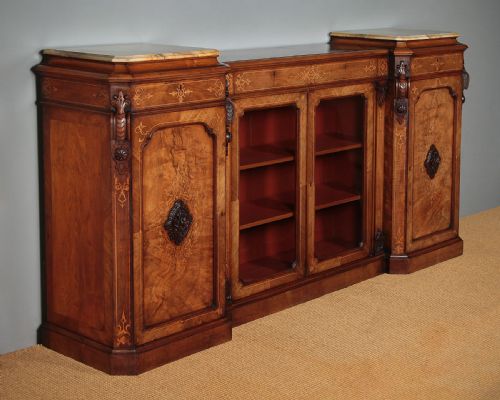 Large Walnut Bookcase Side Cabinet C.1880