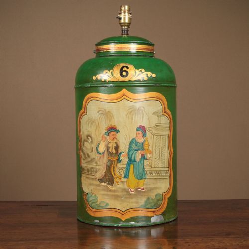 Large 19th.c. Tea Canister Table Lamp