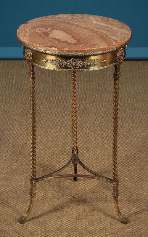 Brass & Marble Top Wine Table by Thonet of Barcelona C.1920