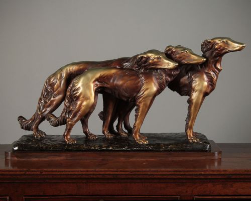 Art Deco Borzoi Dogs Sculpture C.1930