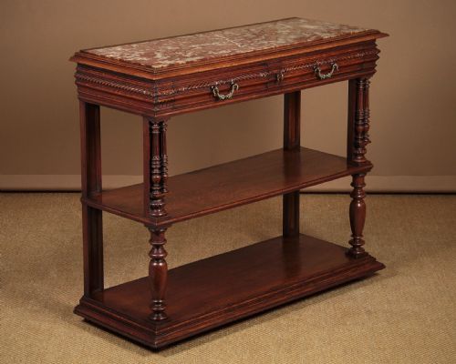 19th.c. Marble Top Oak Buffet or Sideboard C.1900.