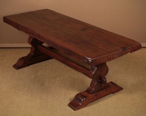 18th.c. Style Oak Refectory Dining Table C.1890.