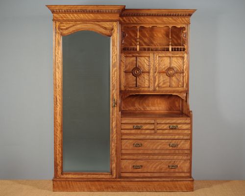 Satinwood Combination Wardrobe & Drawers C.1880.
