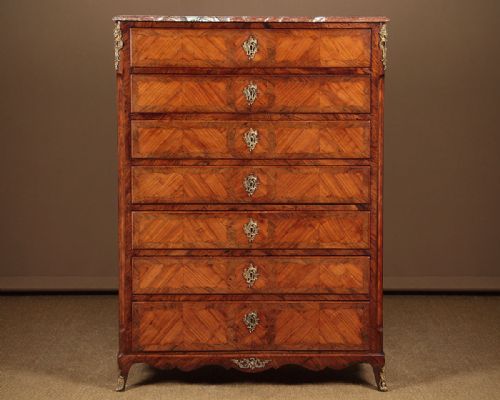 Large Marble Top Semainier Chest of Drawers C.1860.