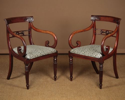 Pair of Regency Mahogany Open Armchairs C.1820