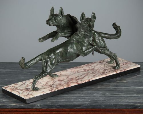 Art Deco Dogs Sculpture C.1930