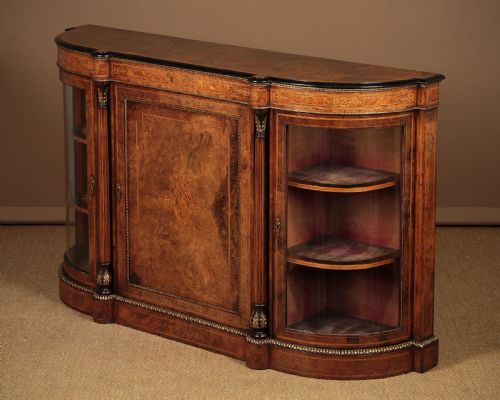 Burr Walnut & Ormolu Mounted Credenza Side Cabinet C.1880