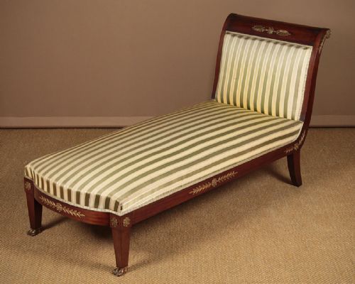 Empire Style Brass Mounted Mahogany Daybed C.1900.
