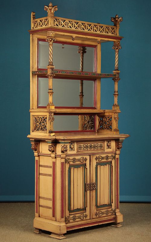 Painted Gothic Revival Chiffonier C.1890