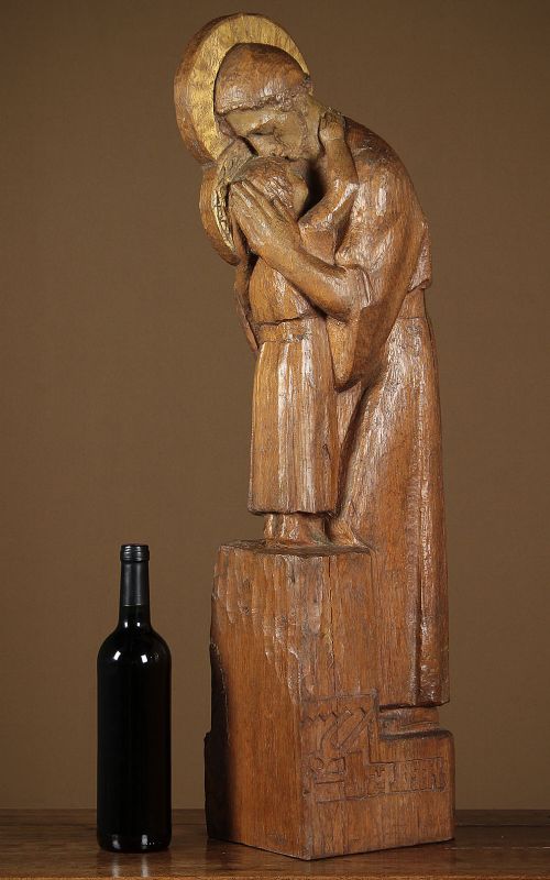 fig 1. Carved Oak Figure of St Joseph by Yvonne Parvillée c.1930