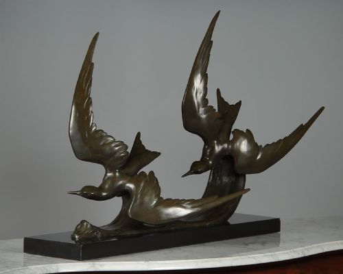 Art Deco Bronze Sculpture of Seabirds C.1930