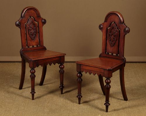 Pair of Mahogany Hall Chairs C.1860