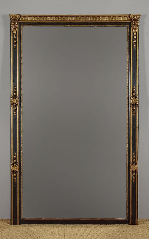 Large Black & Gold Painted Mirror C.1890