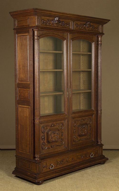 Tall Carved Oak Bookcase C.1890