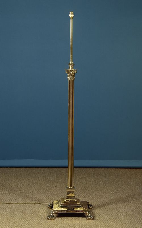 Corinthian Column Brass Standard Lamp C.1900