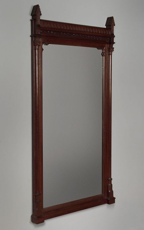 Large Gothic Oak Framed Mirror C.1890