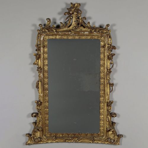 Distressed Giltwood Rococo Wall Mirror C.1860