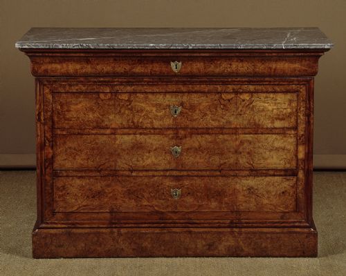Burr Walnut & Marble Top Commode C.1860