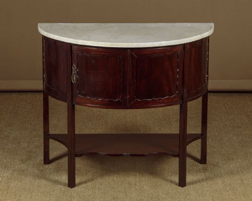 Demi Lune Marble Top Side Cabinet C.1910