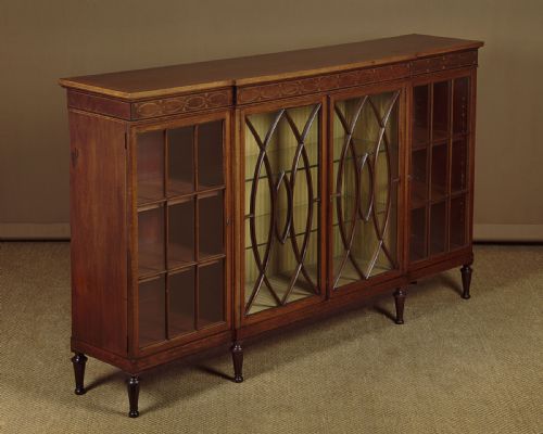 Inlaid Mahogany Breakfront Bookcase C.1905