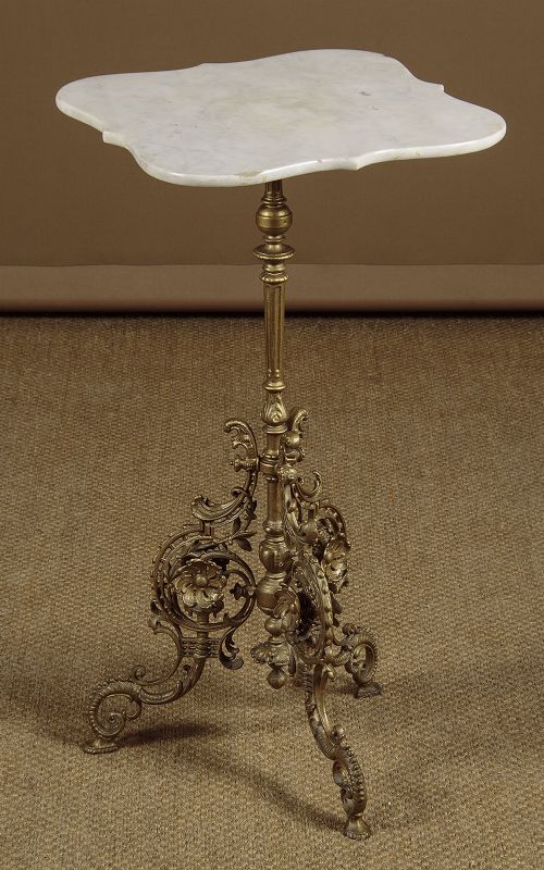 Wrought Iron & Marble Top Wine Table C.1890