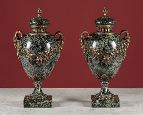 Pair of Large Marble Cassolettes C.1900