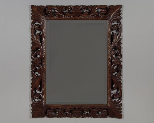 Carved Oak Cushion Frame Mirror C.1890.