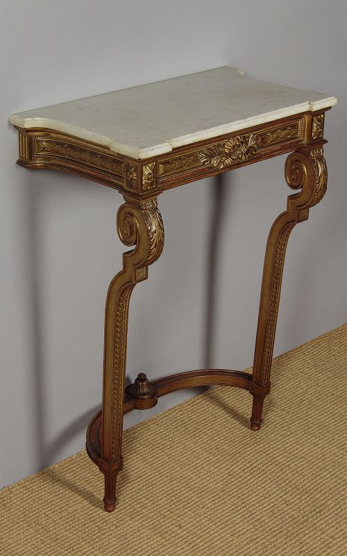 Small Gilded Marble Top Console Table by Dienst of Paris C.1900