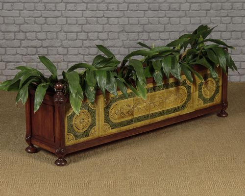 Tiled Walnut Jardiniere Planter C.1860