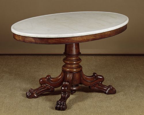 Oval Walnut Marble Top Gueridon Centre Table C.1860