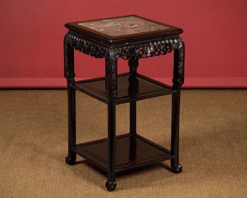 Chinese Marble Top Three Tier Table C.1880.