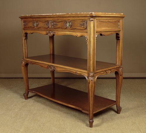 Walnut & Marble Top Buffet Sideboard by Schmit of Paris C.1890