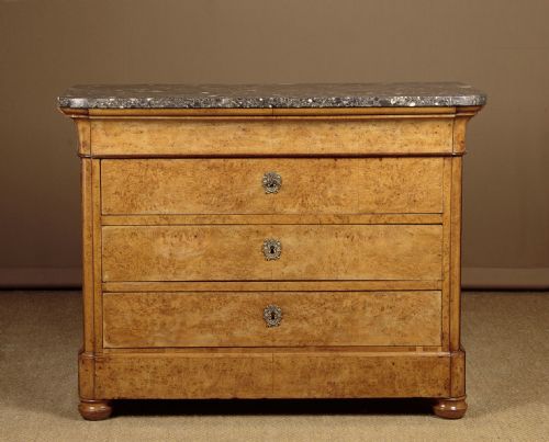 Pale Burr Elm & Marble Top Commode C.1850