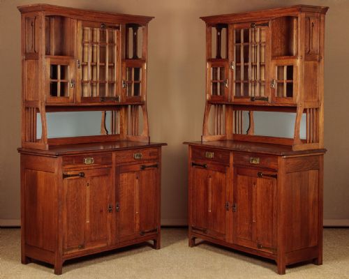 Pair of Arts & Crafts Oak Cabinets C.1910